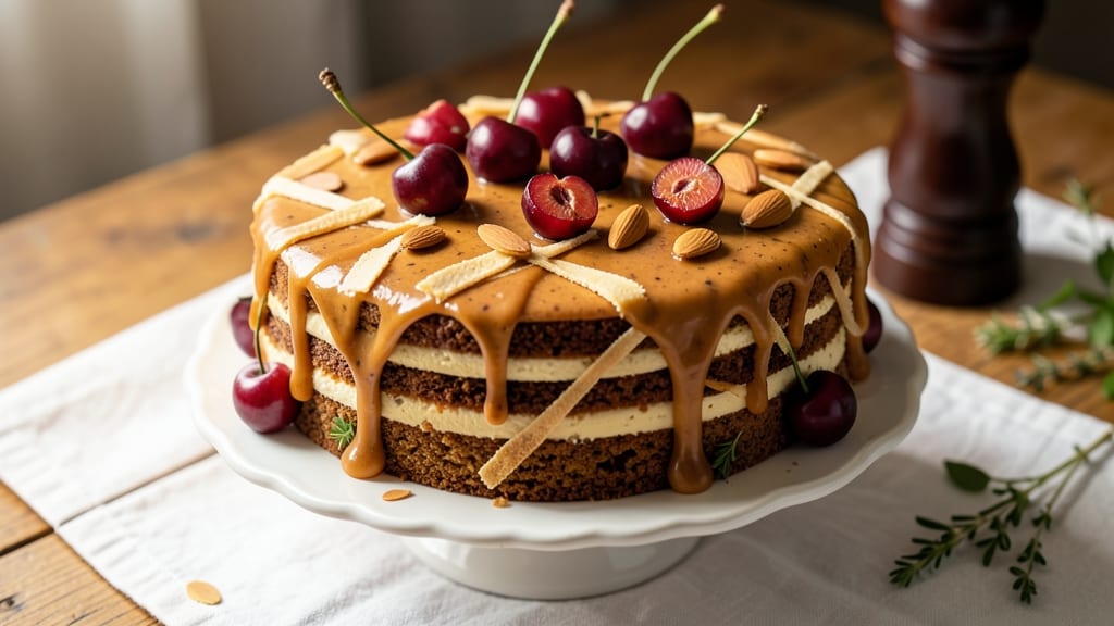Amaretto Cherry Cake Recipe: Boozy Streusel Hugging Tart Cherry Filling