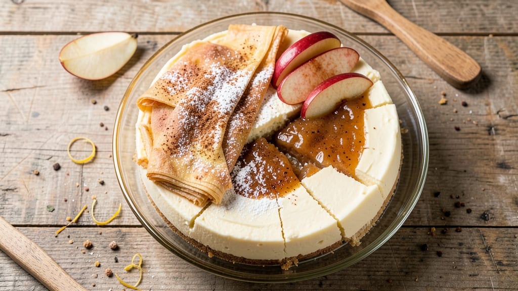 Apple Strudel Cheesecake Recipe: Flaky Pastry Hugs Spiced Apple Filling