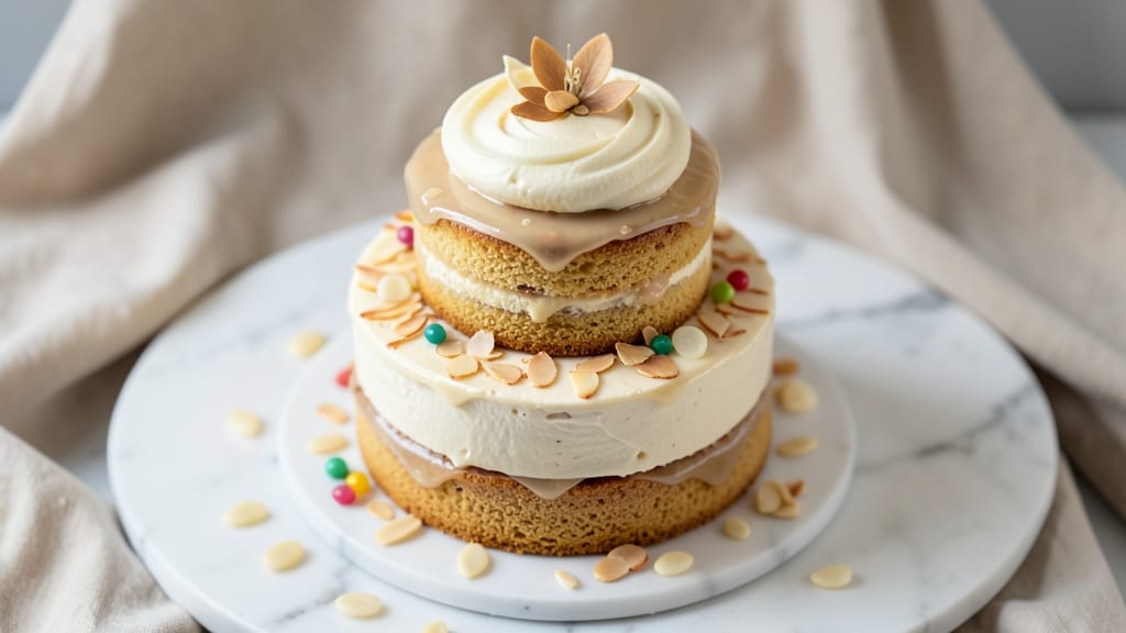 Almond Wedding Cake Recipe From Scratch: Layered Elegance With Crispy Almond Topping
