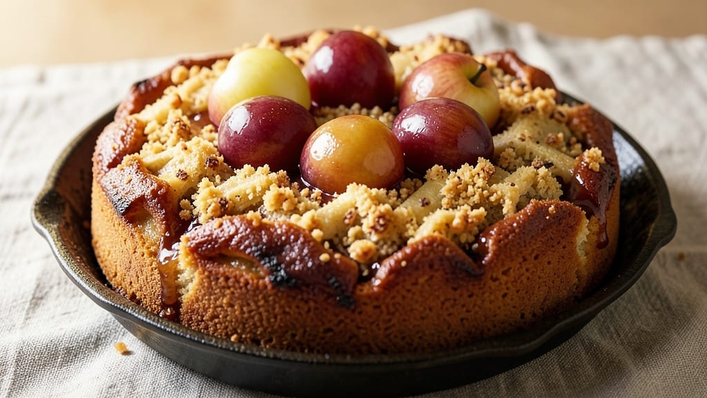 Apple and Plum Upside Down Cake Recipe: Caramelized Fruit Crown Over Spiced Vanilla Layers