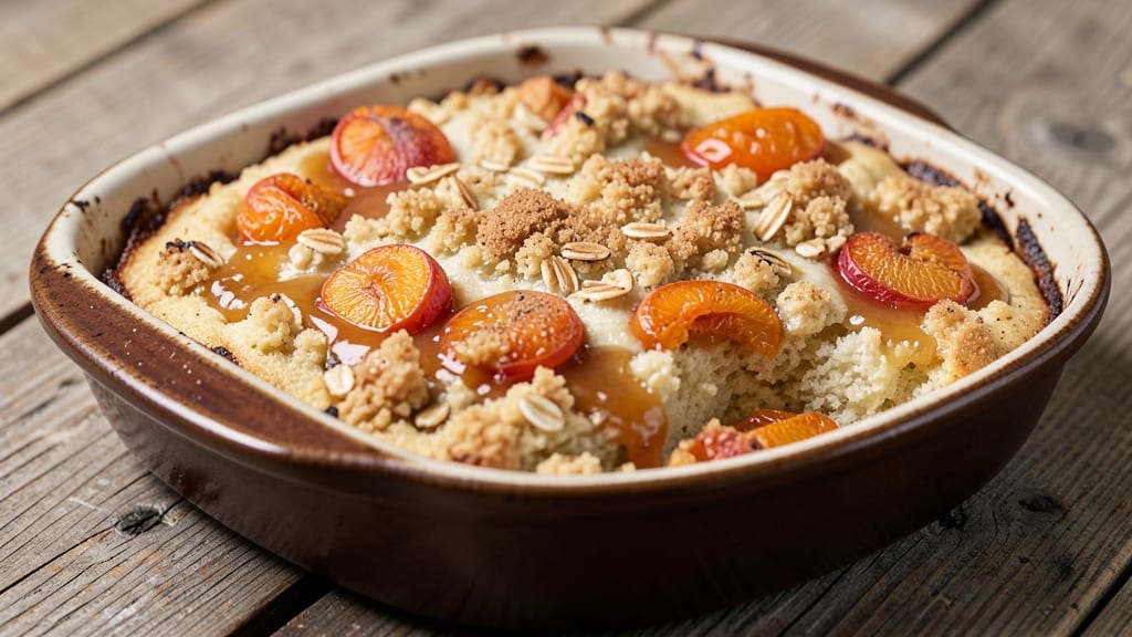 Apricot Crumble Cake Recipe: Warm Spiced Topping Over Juicy Fruit Layers