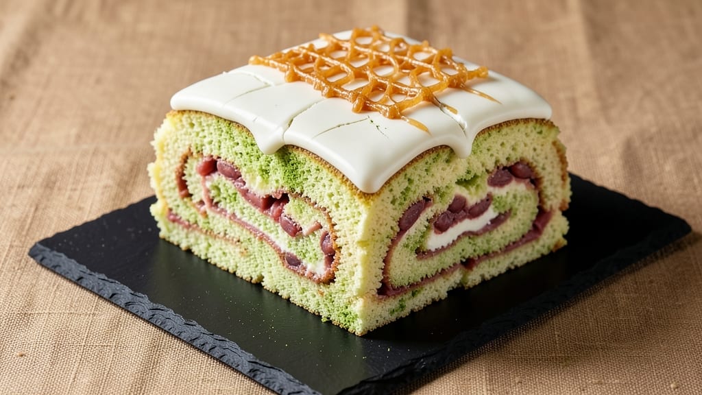 Asian Swiss Roll Cake Recipe: Geode-Inspired Layers of Matcha and Red Bean