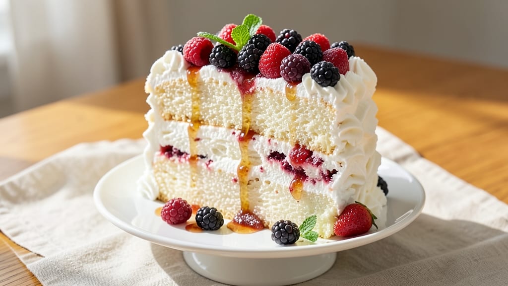 Angel Food Cake With Berries Recipe: Light-as-Air Cloud With Fresh Fruit Topping