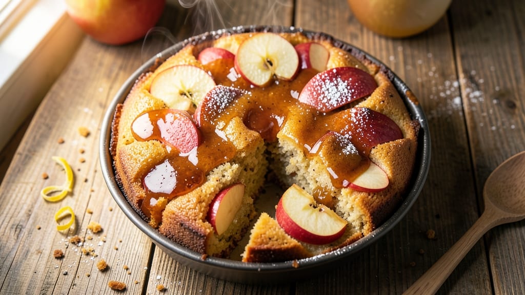 Apple Sticky Pudding Cake Recipe: Warm Spiced Apple Streusel Crown Over Moist Vanilla Layers