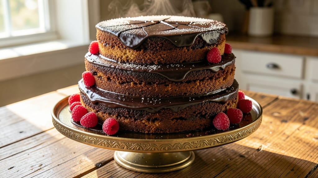 Amish Black Magic Cake Recipe: Crispy Crown Over Silky Vanilla Cheese Rivers