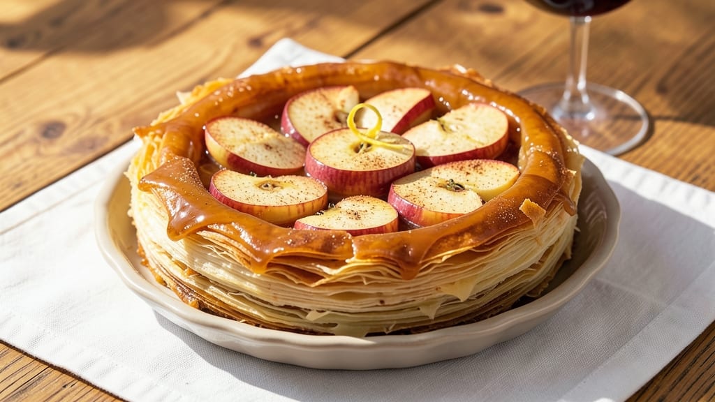Apple Phyllo Crinkle Cake Recipe: Spiced Apple Filling Between Flaky Layers