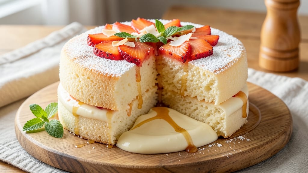 Angel Food Cake Recipe with Pineapple and Vanilla Pudding: Tropical-Light Layers With Creamy Swirls