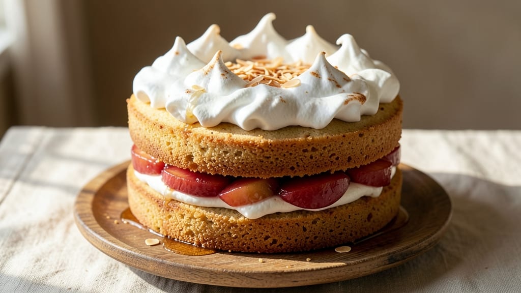 Apple Meringue Cake Recipe: Buttery Streusel Crown Over Spiced Apple Rivers