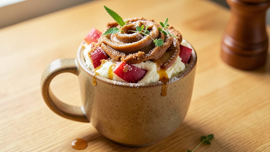 Apple Pie Cottage Cheese Mug Cake Recipe: Warm Spiced Streusel Over Melty Fruit Swirls