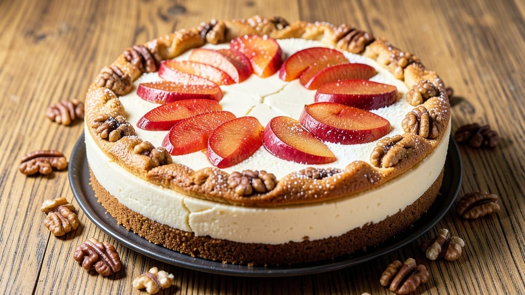 Apple Walnut Cheesecake Recipe: Caramelized Fruit Topping With Crunchy Nut Crust