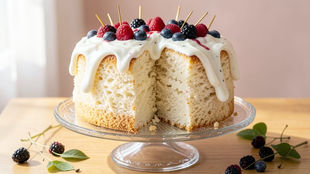 Angel Food Cake With Berries and Whipped Cream Recipe: Light-as-Air Layers With Fresh Fruit Burst
