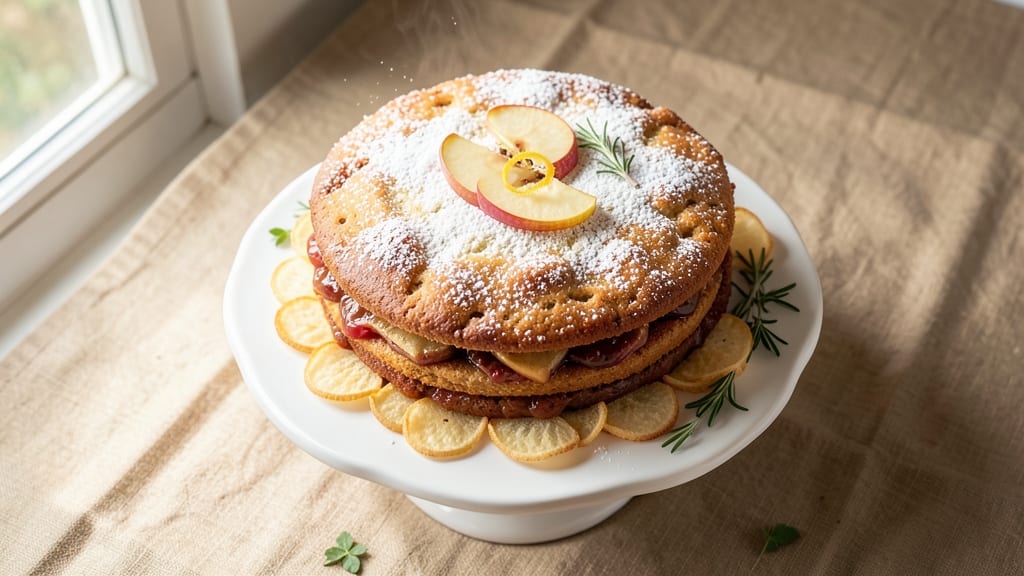 Apple Chip Cake Recipe: Warm Spiced Apple Streusel Over Moist Vanilla Layers