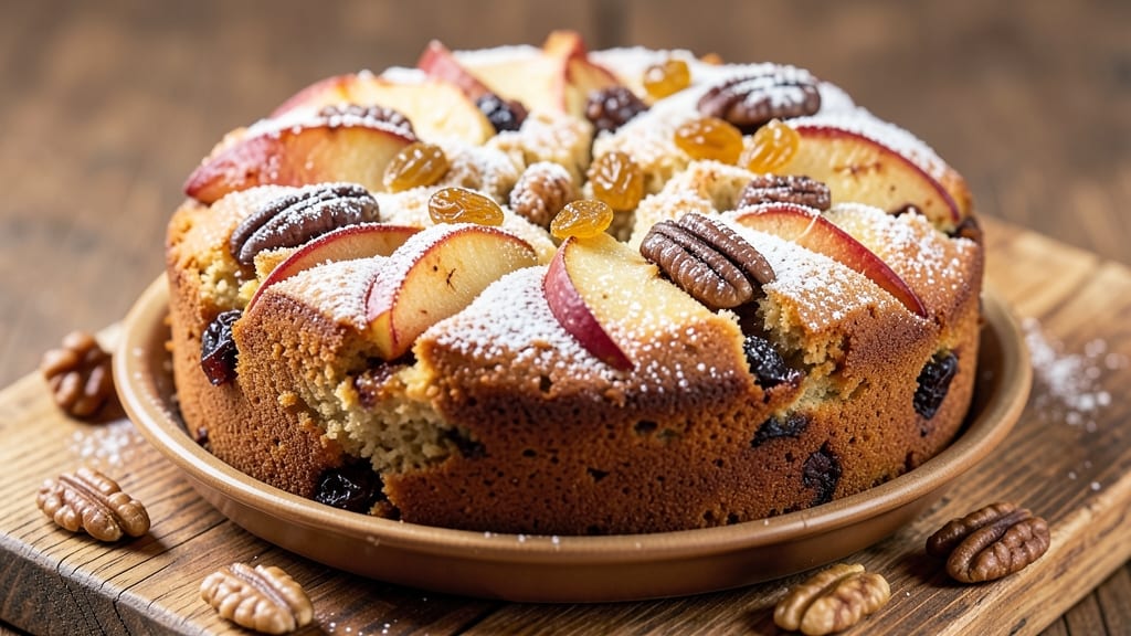 Apple Cake With Walnuts And Raisins Recipe: Spiced Fruit and Nutty Crunch in One Bowl