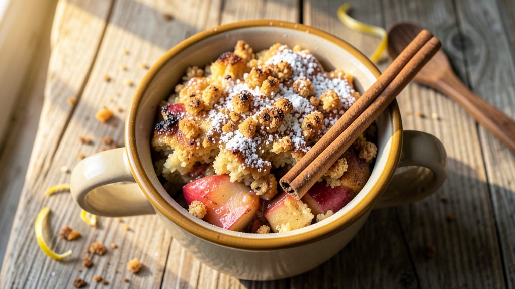 Apple Crumble Mug Cake Recipe: Warm Spiced Apple Streusel Over Gooey Vanilla Core