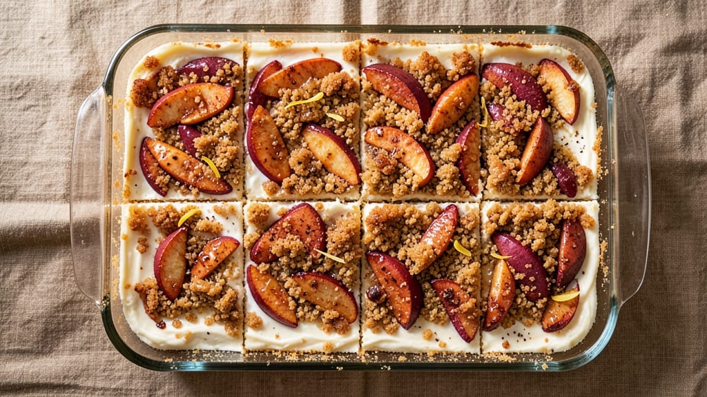 Apple Crisp Cheesecake Bars Recipe: Warm Apple Streusel Crown Over Silky Cheese Layers