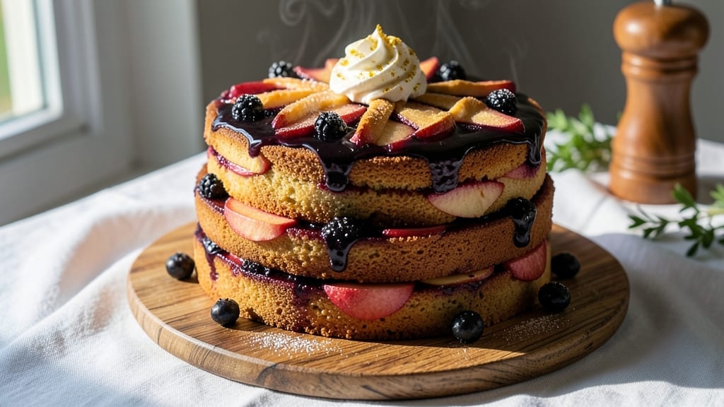 Apple Blackberry Cake Recipe: Warm Spice-Streusel Crown Over Juicy Fruit Layers