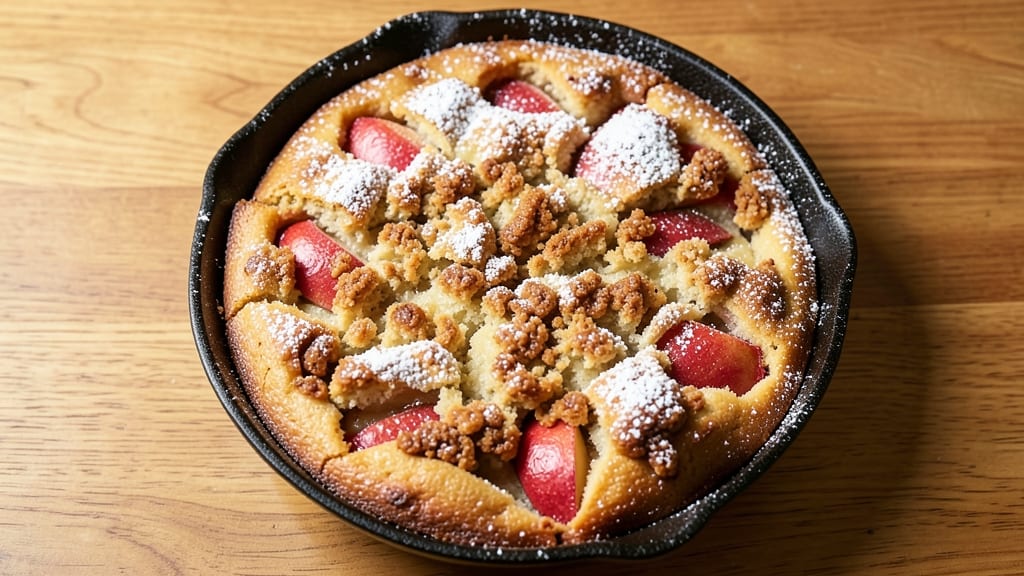 Apple Fritter Skillet Cake Recipe: Caramelized Apple Streusel Over Gooey Vanilla Layers