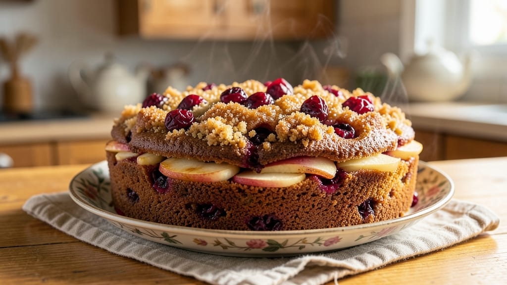 Apple Cranberry Coffee Cake Recipe: Warm Spice Streusel Hugging Tart Fruit Layers