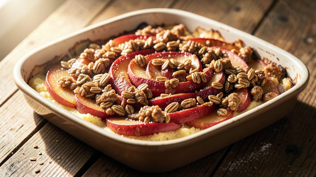 Apple Crisp Recipe Made With Yellow Cake Mix: One-Bowl Streusel Hugging Spiced Apple Filling